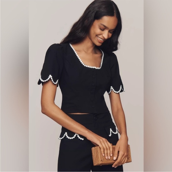 Anthropologie Tops - Maeve Scoop-Neck Lace-Trim Blouse